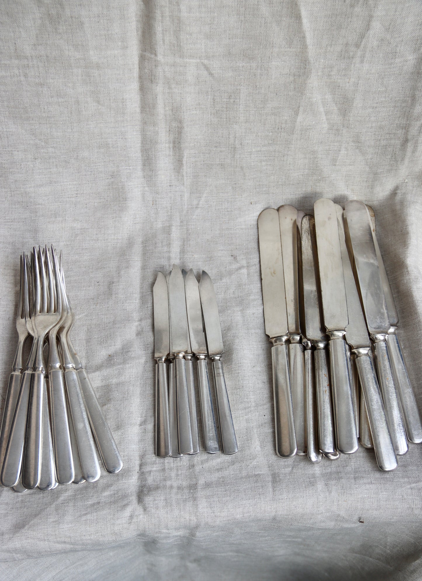 28 Piece Vintage Set of Rogers Sterling Silver Plated Knives and Forks