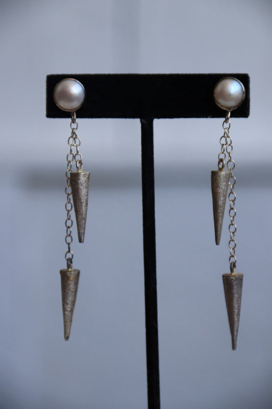 Balaam by Monica Zamora Sterling Silver Pearl Drop Earrings