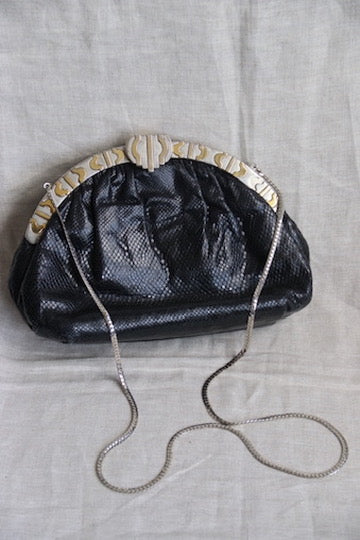 Finesse La Model black snakeskin leather bag