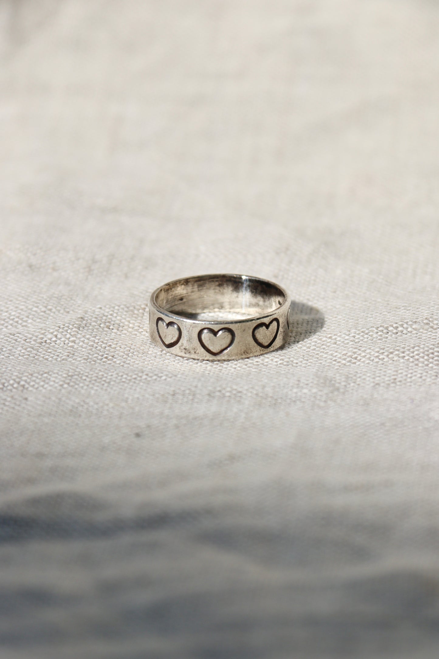 sterling silver engraved heart eternity band ring