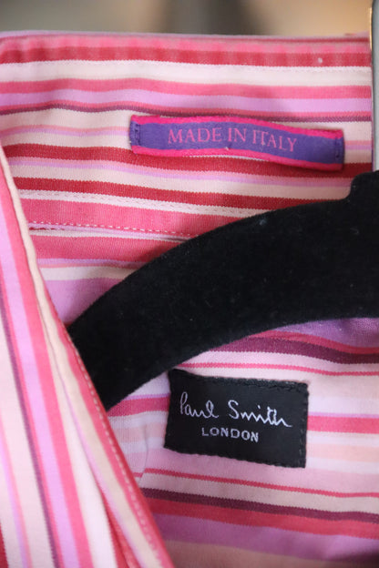 Mens Paul Smith Pink Striped Button Down Dress Shirt