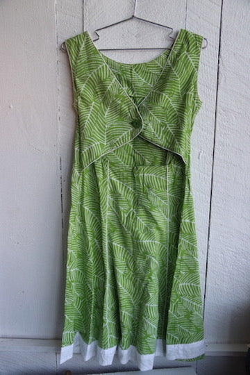 Vintage Dick and Jane Los Angeles Green and White A Line Dress - S