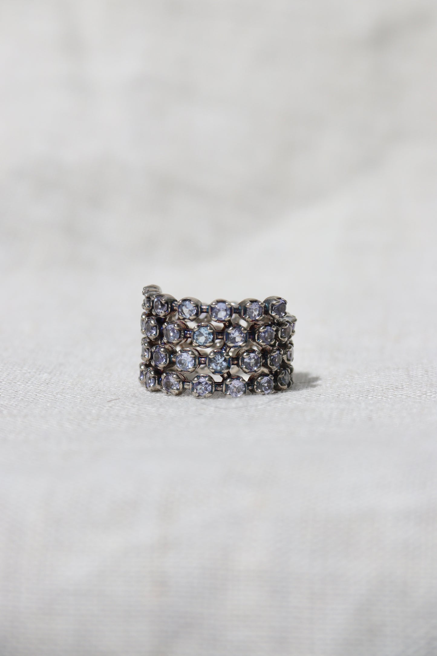 Sterling Silver Tanzanite Multi-Row Eternity Ring