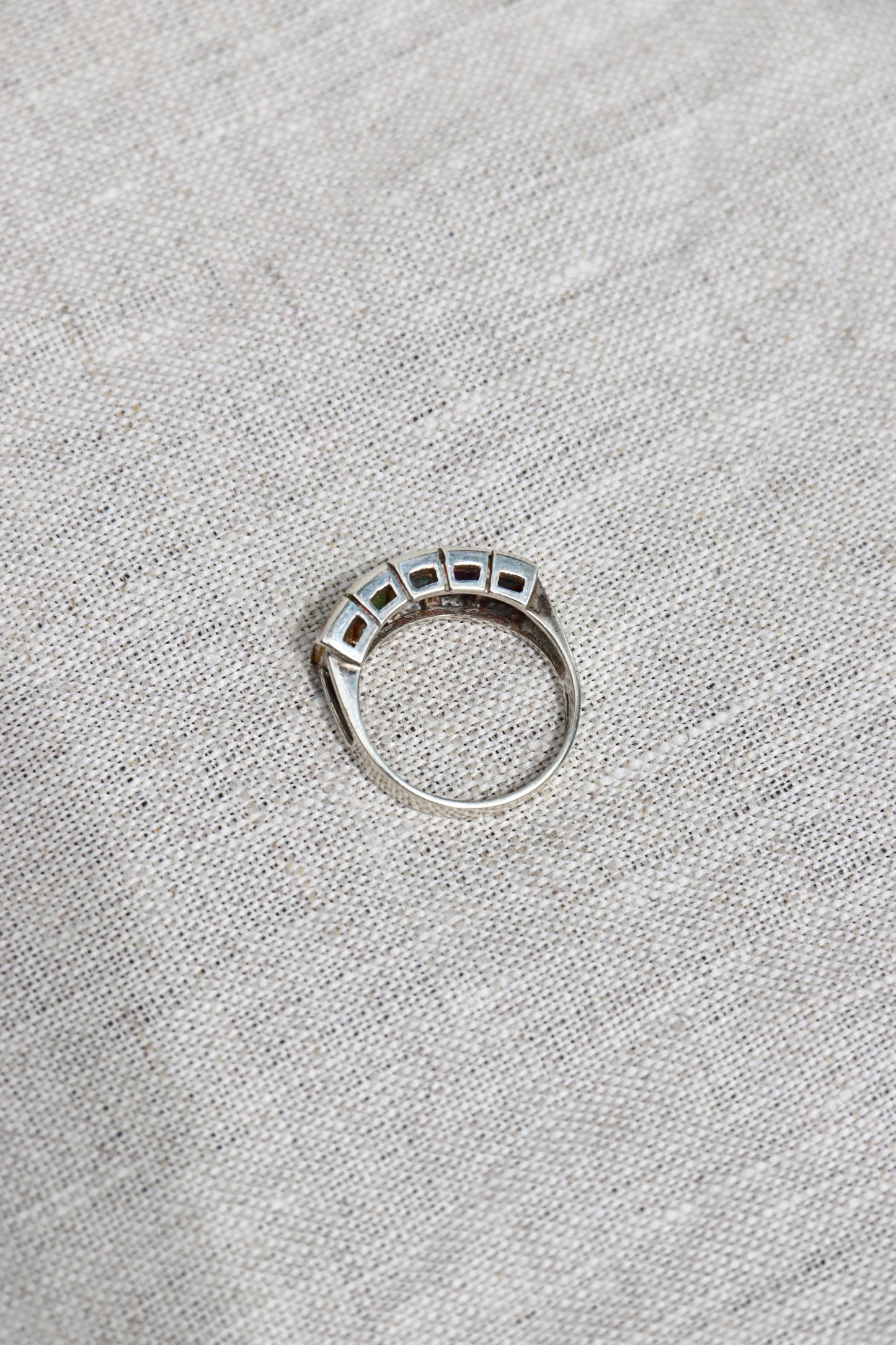 Sterling Silver Rainbow Gemstone Ring
