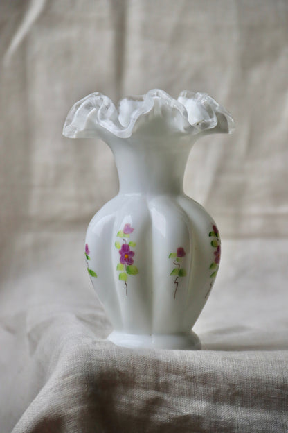 Fenton Hand-Painted Ruffled Rim Vase
