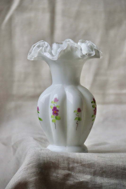 Fenton Hand-Painted Ruffled Rim Vase