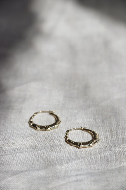 Fluted Hoop Earrings - 10k Yellow Gold