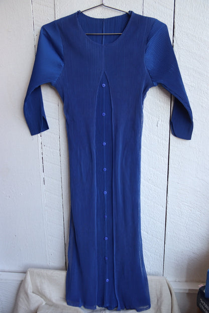 Blue Pleated Dress