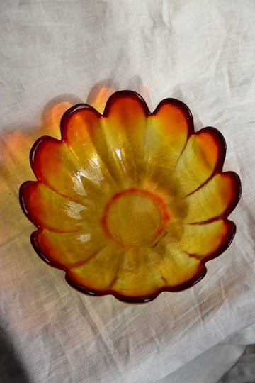 Indiana Glass Amberina Orange Lotus Bowl