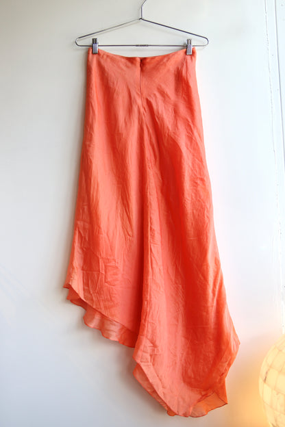 Flores & Flores Orange Silk Bias Cut Skirt - as is