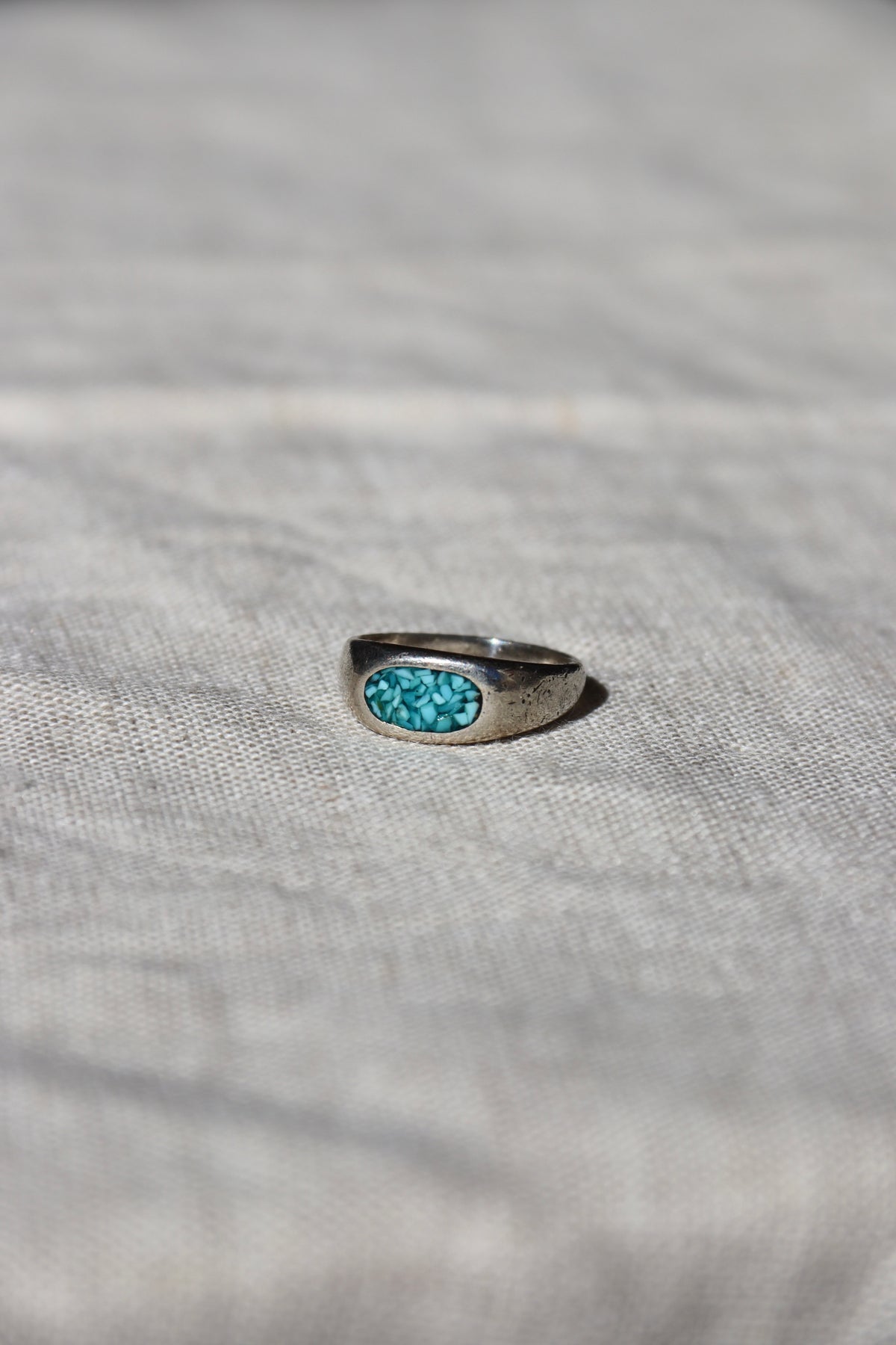 turquoise inlay sterling silver signet ring