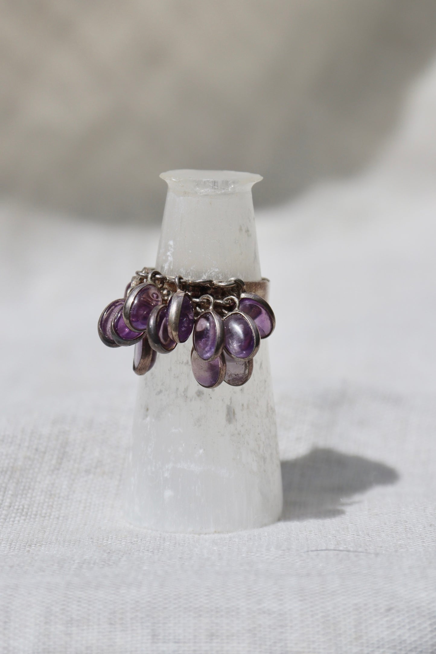 Sterling Silver Amethyst Drop Ring