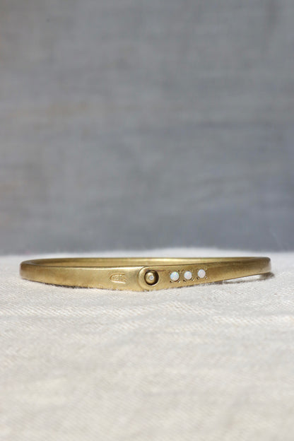 Scosha Brass Bangle Bracelet with Opal and Diamond