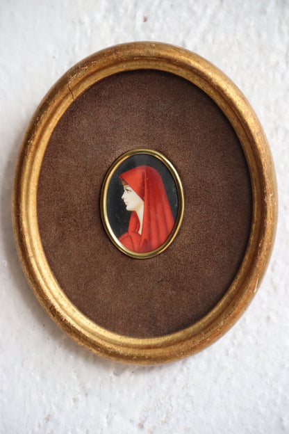 Woman in Scarlet Oval Framed Art