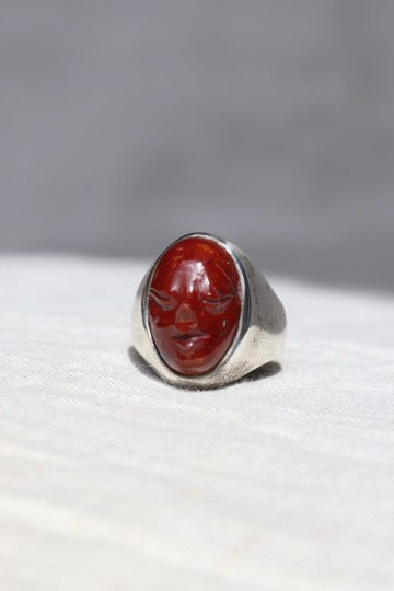 Sterling Silver Carved Face Ring