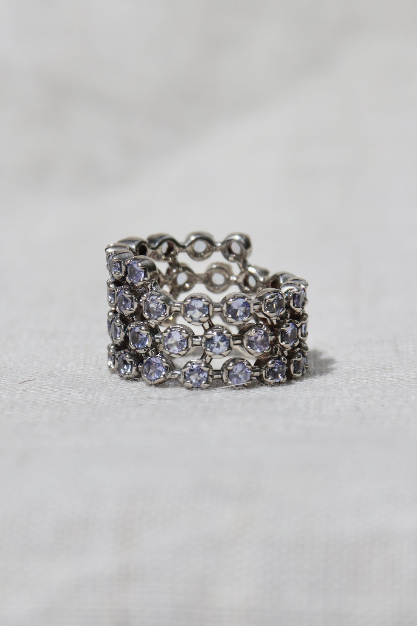 Sterling Silver Tanzanite Multi-Row Eternity Ring