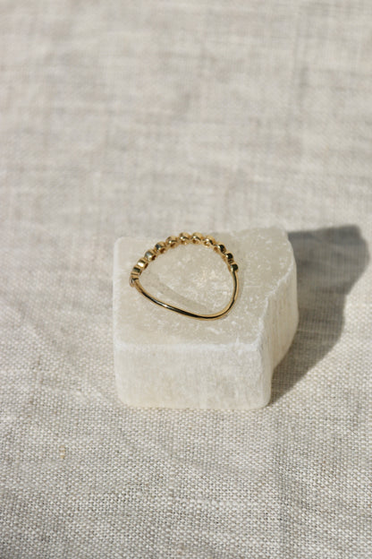 Bubbly Diamond Wave Band - 14K Yellow Gold
