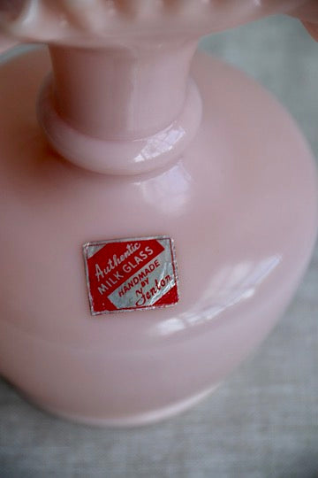 Fenton Pink Milk Glass Ruffle Edge Vase