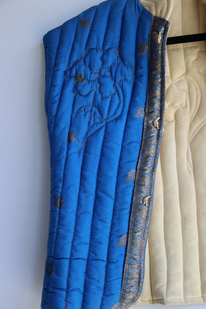 Vintage Blue Quilted Reversible Leather Vest