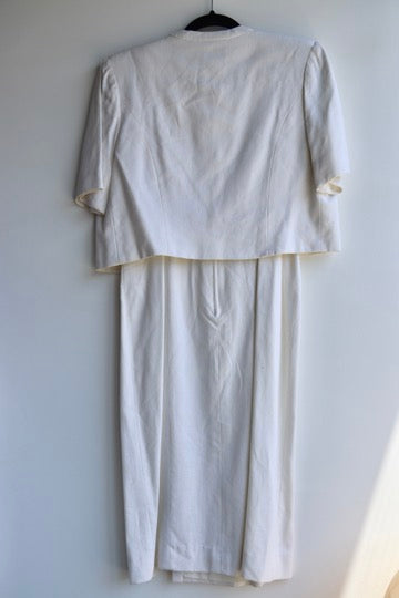 N.R. 1 by Ned Gould White Rayon/Linen Dress Set