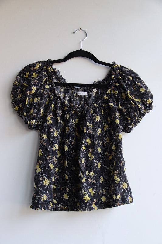DÔEN Frederica Top in Noir Winding Blossoms