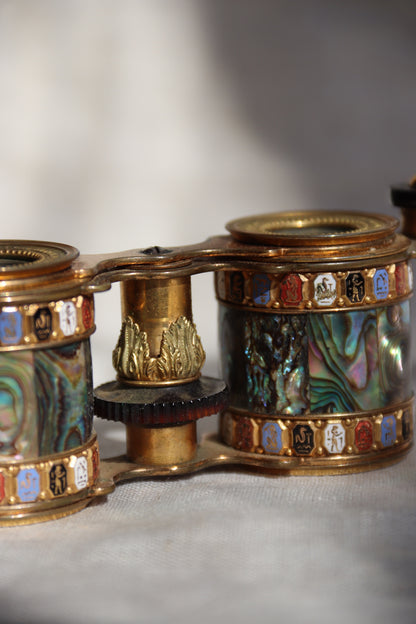 Antique Alabaster Inlay Opera Glasses