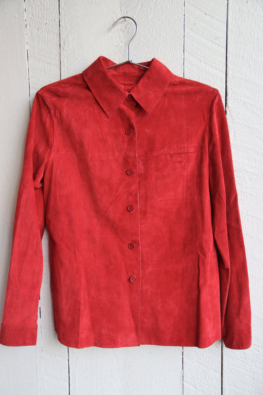 Vintage Clothes Revue Tomato Red Suede Leather Top