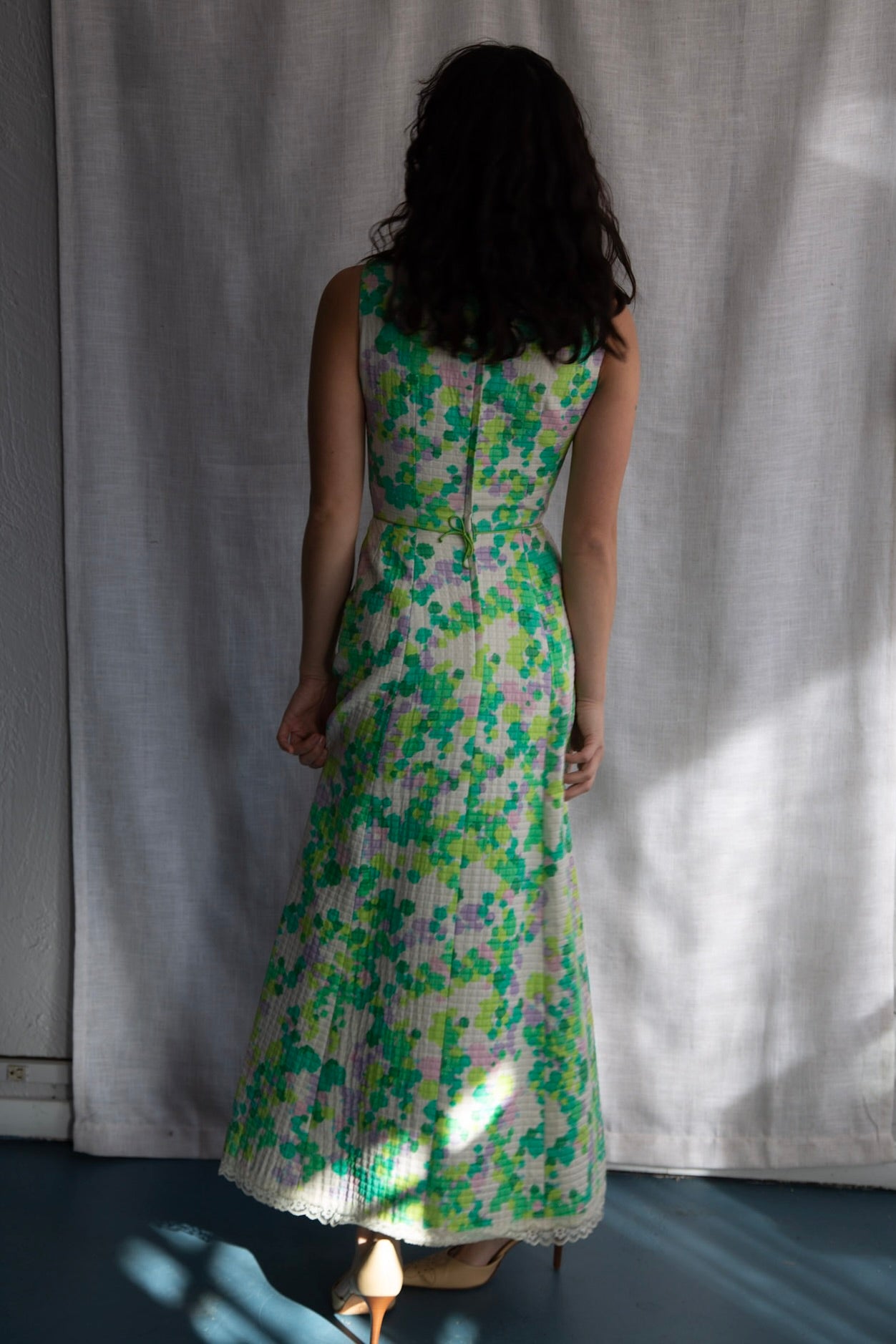 Harold Grant Green Quilt Maxi Dress - 1970s