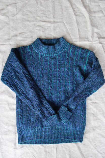 Vintage 90s Pic & Choose 100% Wool Blue Turtleneck Sweater