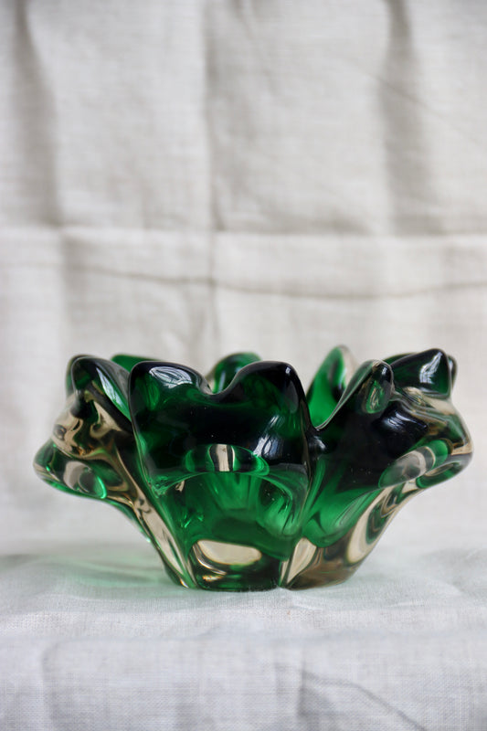 Murano Style Green Glass Ashtray