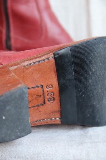 Red Leather Heeled Boots