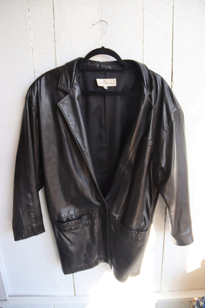 Vintage 80s Lanna Black Leather Coat