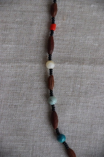 Vintage Hand Beaded Wooden and Multicolor Necklace