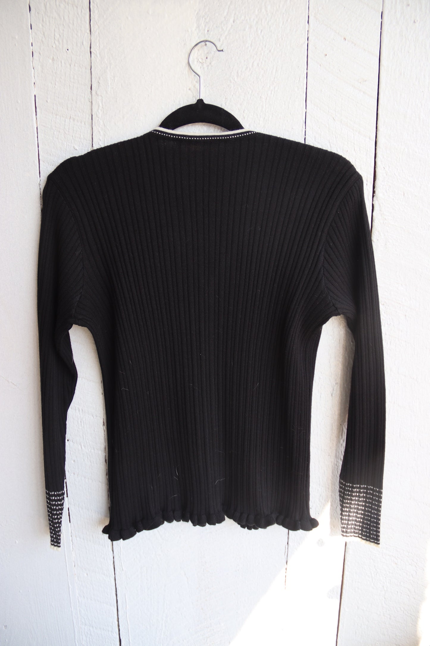 Alain Manoukian Black Sweater with White Stitching