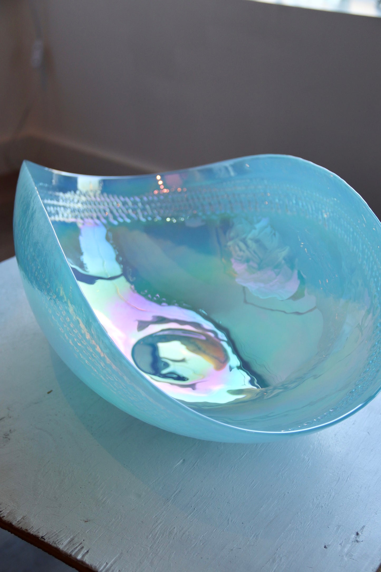 Yalos Casa Murano Irridescent Blue Glass Bowl