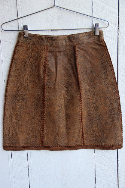 S. M. H. Deadstock Brown Leather Skirt