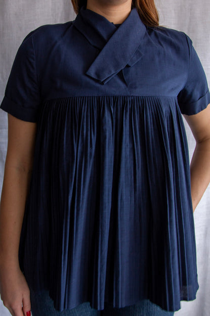 Dark Blue Cotton Top and Skirt Set