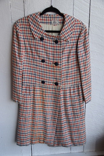 Vintage 60s Liso Plaid Button-Front Coat