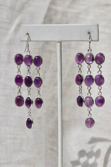 Sterling Silver Amethyst Chandelier Drop Earrings