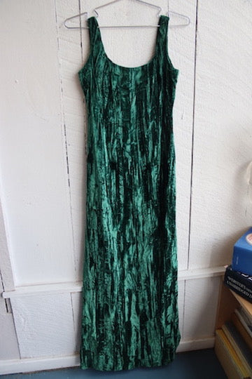 Vintage Handmade Green Crushed Velvet Dress