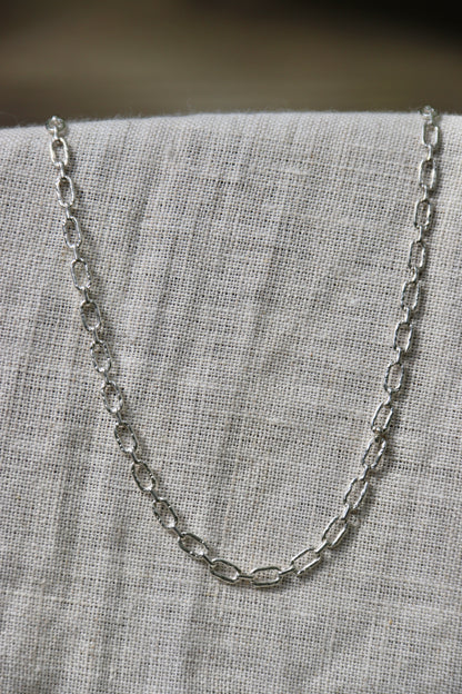 Sterling Silver Hammered Oval Chain Necklace