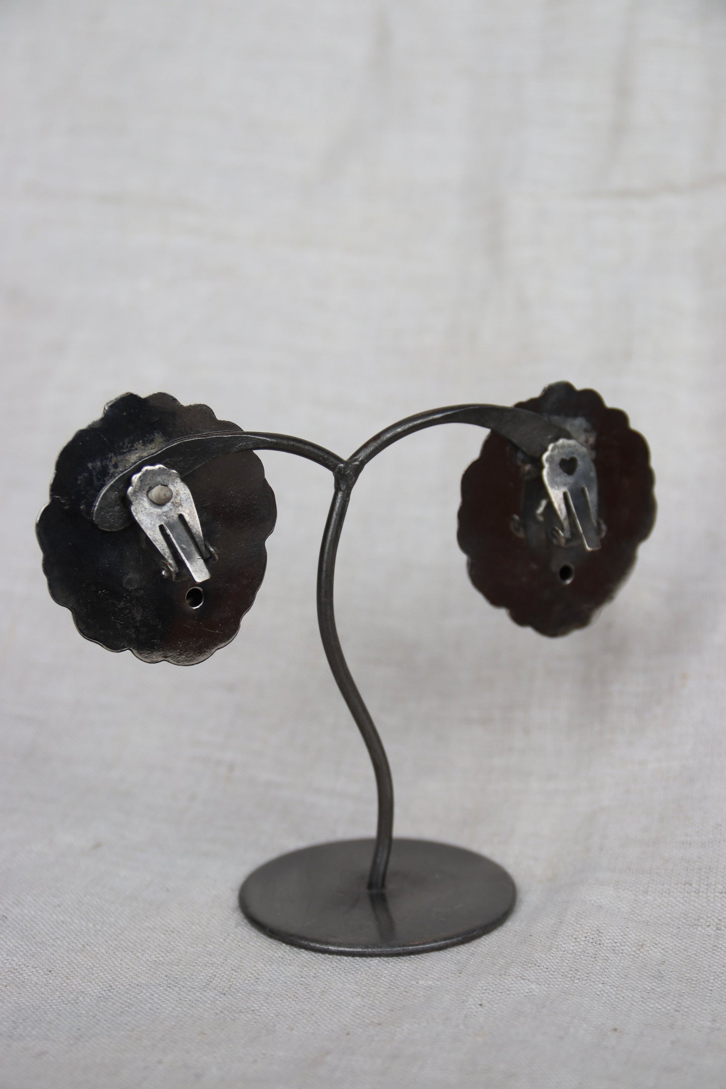 Etruscan-style sterling silver lion head clip on earrings