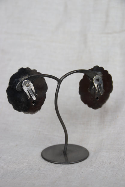 Etruscan-style sterling silver lion head clip on earrings