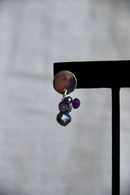 Sterling Silver Purple Bead Earrings