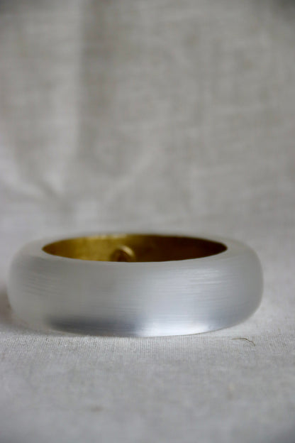 Alexis Bittar Hand Carved Silver Lucite Bangle