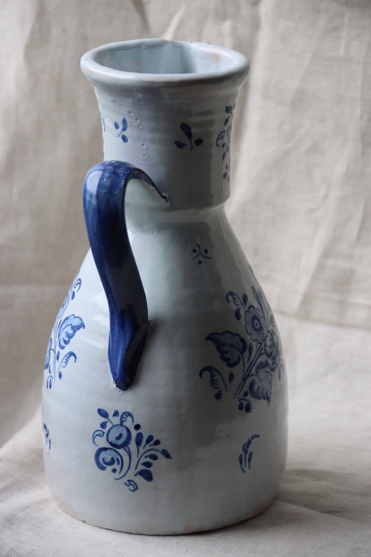Vintage Blue and White Stoneware Pitcher