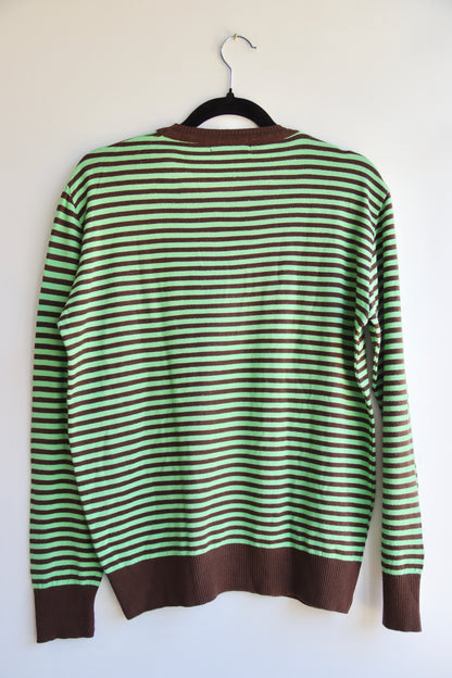 Sottotono Green Striped Long Sleeve Top