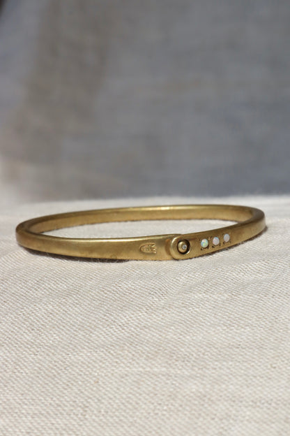Scosha Brass Bangle Bracelet with Opal and Diamond