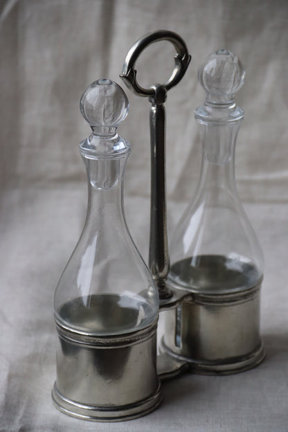 Pewter Oil and Vinegar Cruet Set