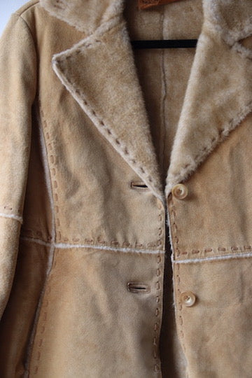 Vintage Guess Suede Leather Faux Fur Coat